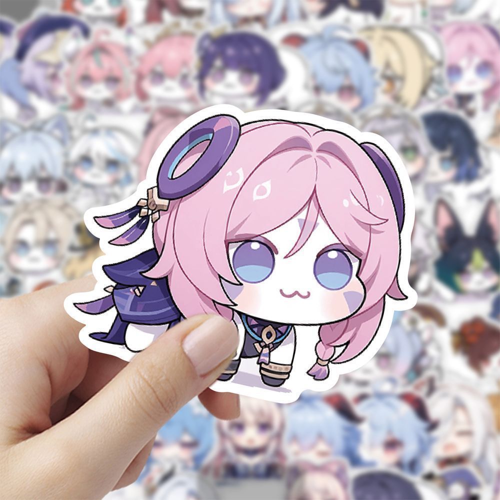 120张原神Q版表情贴纸游戏角色同款手账手机笔记本通用防水贴画