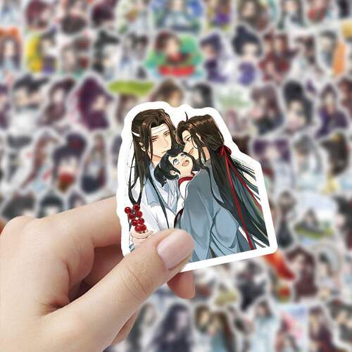 300张魔道祖师卡通贴纸魏无羡蓝忘机可爱人物贴画手机手账diy贴纸