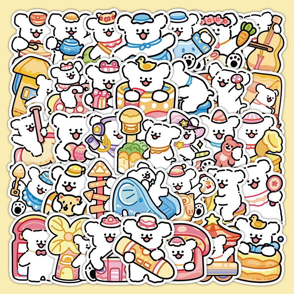 102张线条小狗卡通马尔济斯可爱爆款装饰贴纸手机手账贴画防水diy