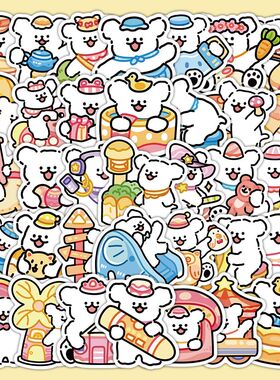 102张线条小狗卡通马尔济斯可爱爆款装饰贴纸手机手账贴画防水diy