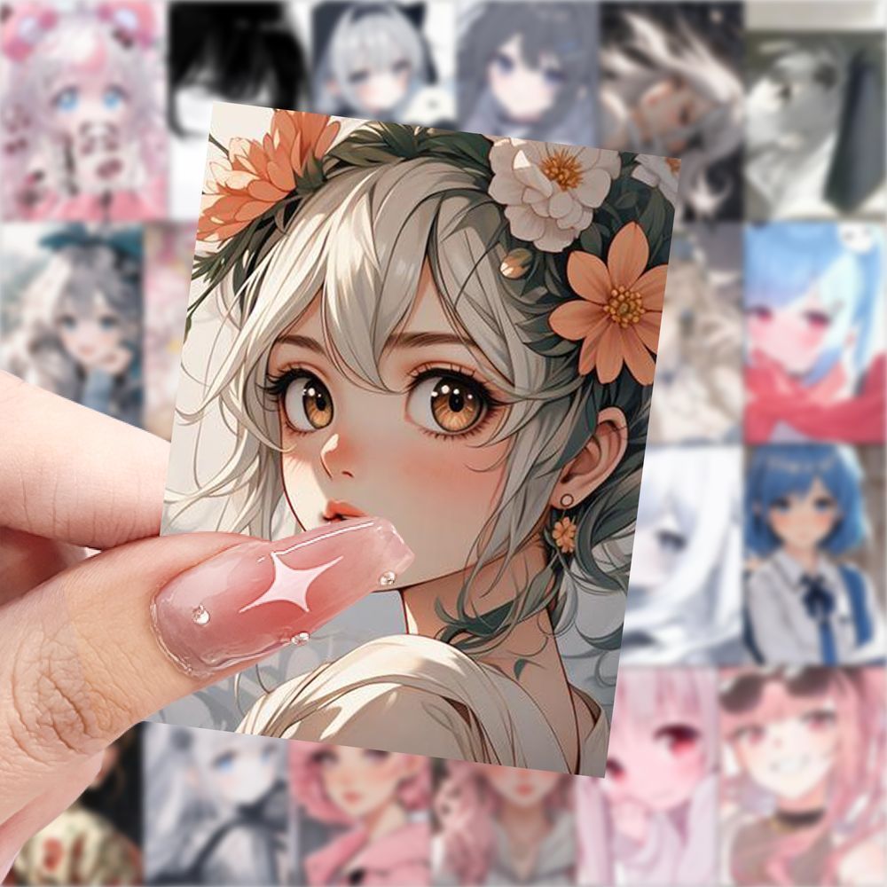 爆款动漫女生头像贴纸二次元 头像创意贴纸装饰水杯行李箱贴画