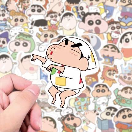 61张卡通可爱蜡笔小新贴纸行李箱笔记本平板电脑手机防水手帐贴画