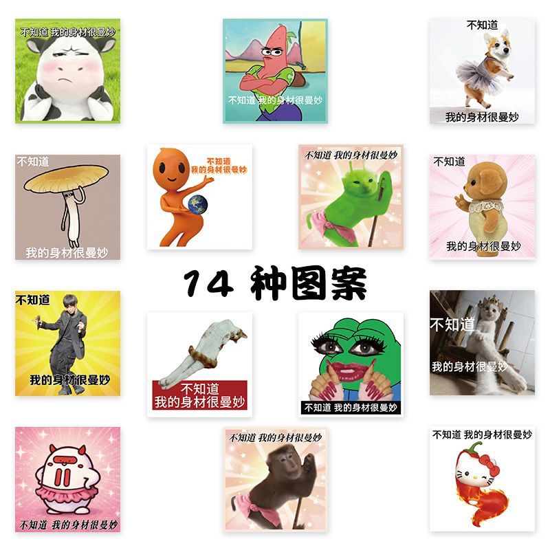 1000贴不知道我的身材很曼妙卷卷贴纸搞怪抽象梗图表情包防水贴画