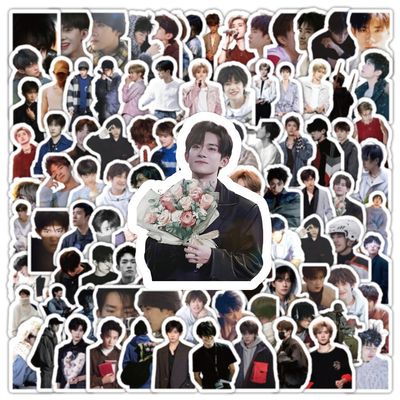 300张易烊千玺贴纸高颜值明星装饰周边ins贴画笔记本手账防水贴画