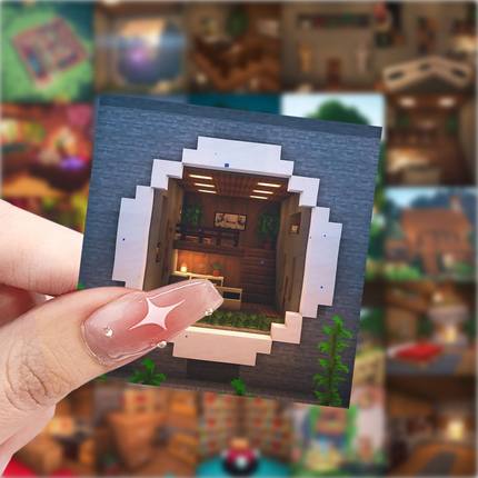 59张我的世界小屋游戏周边治愈装饰diy手机壳笔记本电脑水杯贴纸