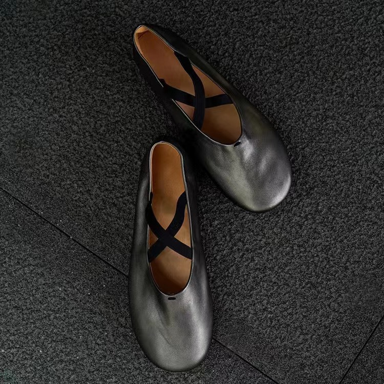 真皮软底奶奶鞋休闲芭蕾舞平底鞋
