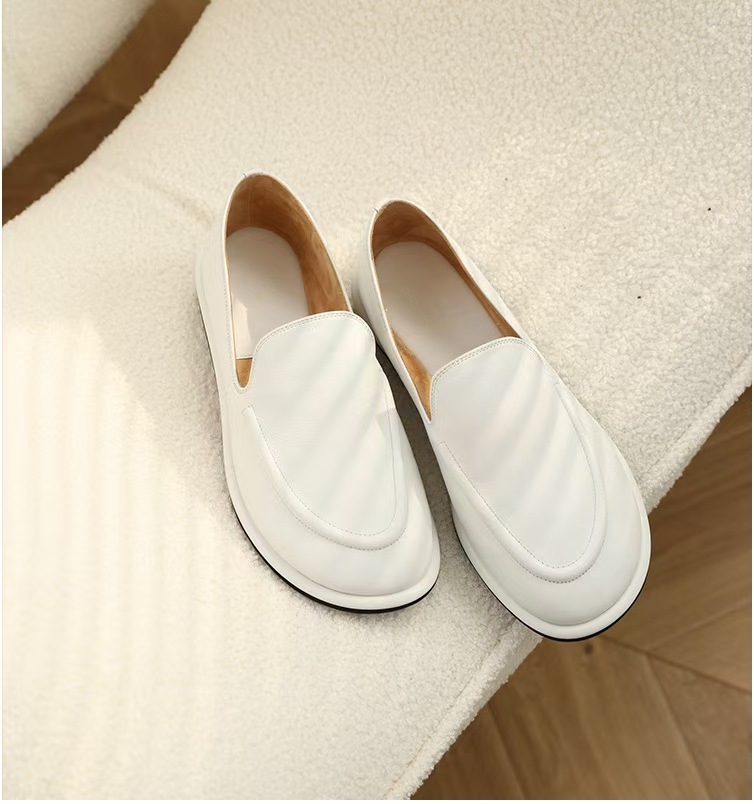 真皮一脚蹬乐福鞋平底单鞋奶奶鞋