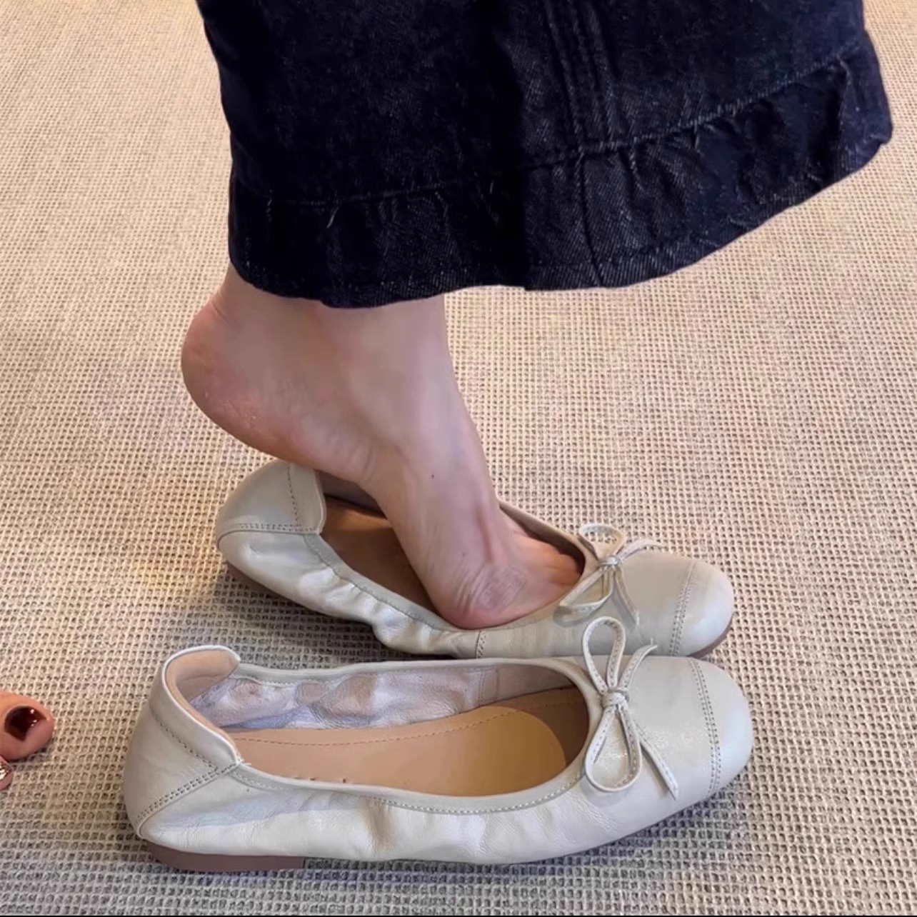 巨软法式2025新款蝴蝶结单鞋真皮