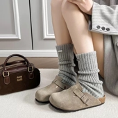 男女同款 2025新款 勃肯鞋 外穿懒人一脚蹬穆勒鞋 真皮软木包头半拖鞋