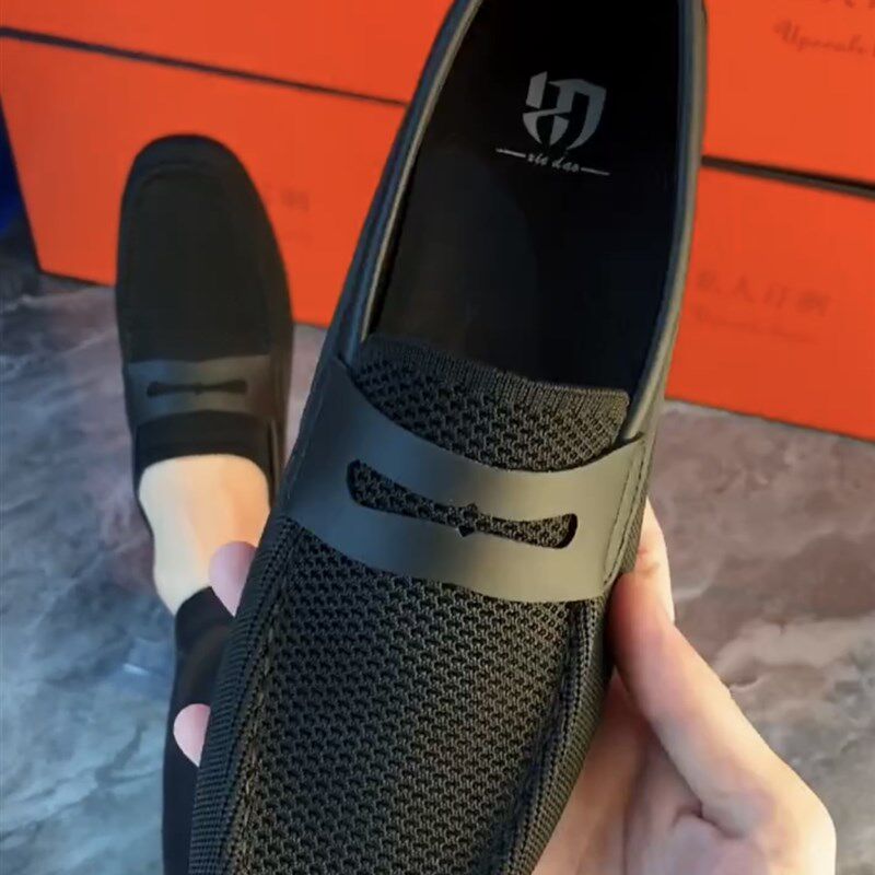 90521新款时尚单鞋休鞋网鞋低B帮男士鞋透气休闲一脚蹬男鞋豆豆鞋