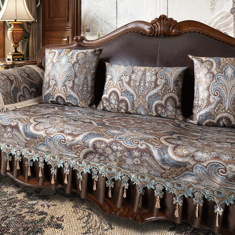 2024新款美式沙发垫防滑u垫子套罩欧式奢华坐垫皮沙发专用垫子扶