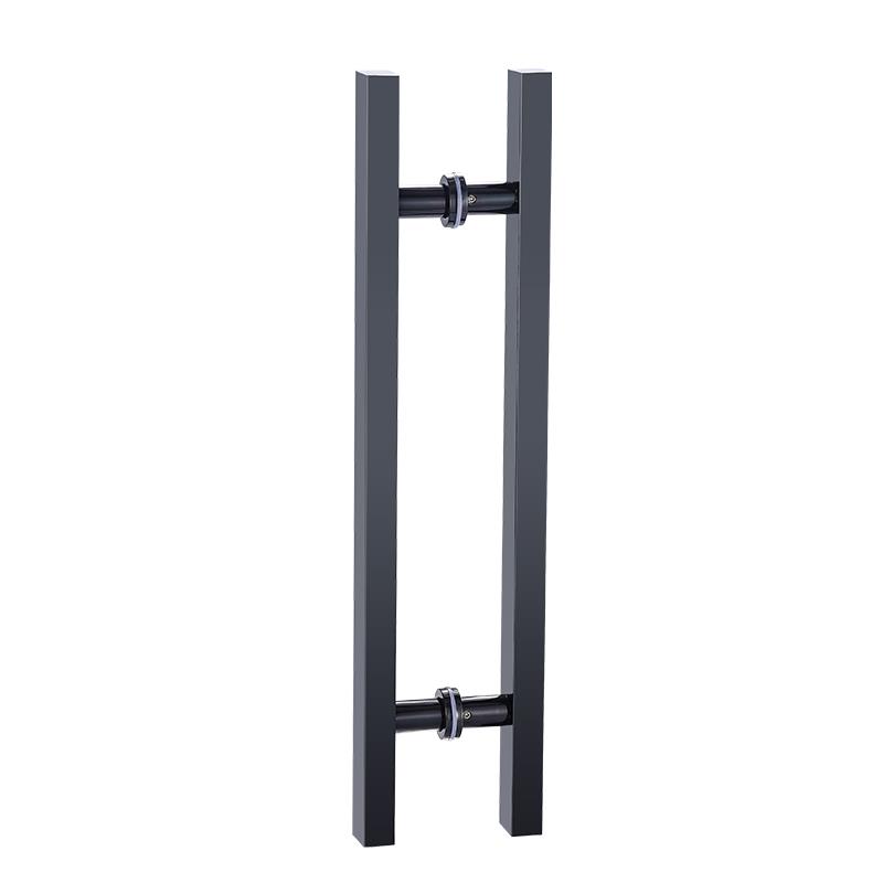 玻璃门拉手黑把手不锈钢方管烤漆黑色淋浴室大门把手木门配件加厚