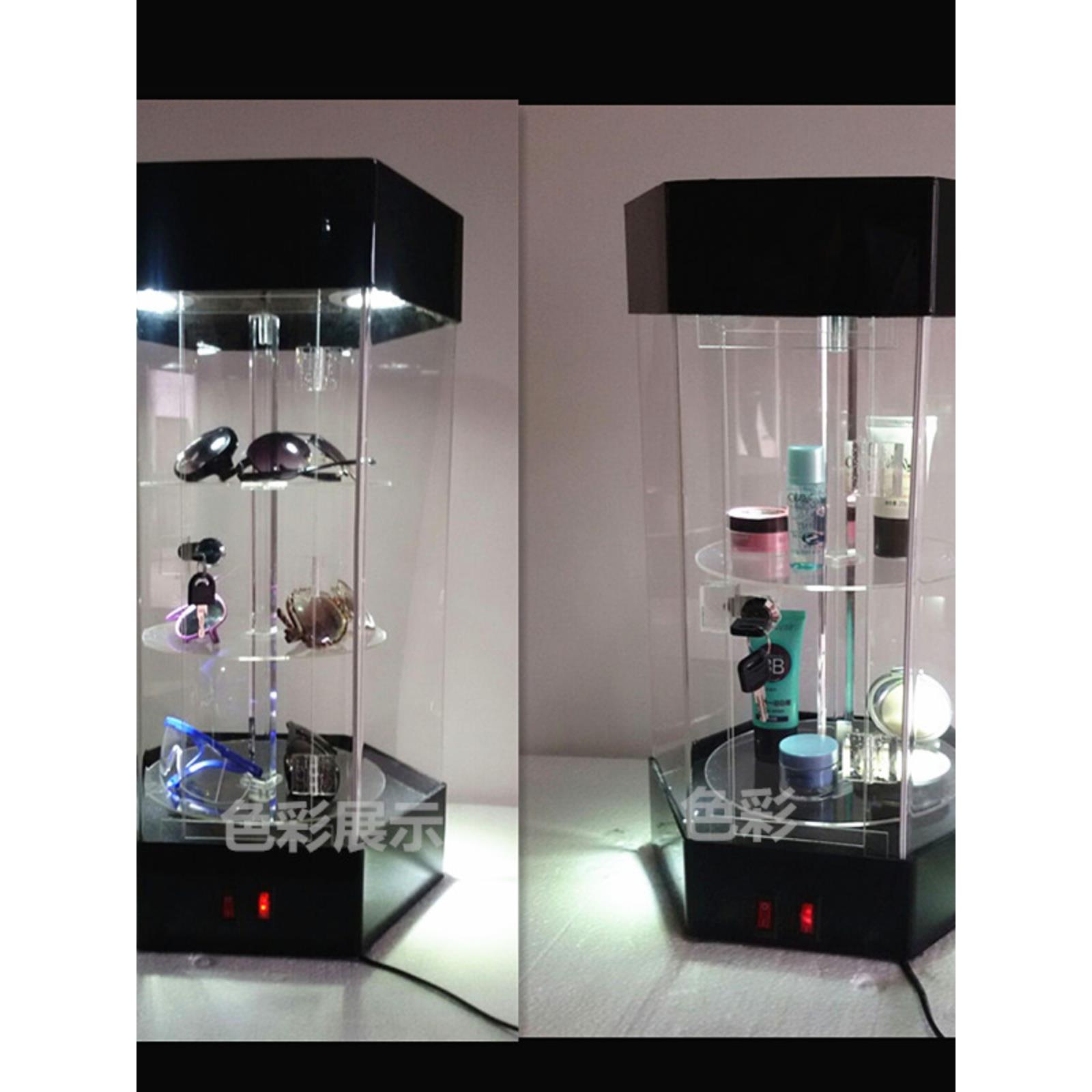 亚克力旋转展示柜饰品汽车配件手表手办牙模3D眼镜柜台样品陈列柜