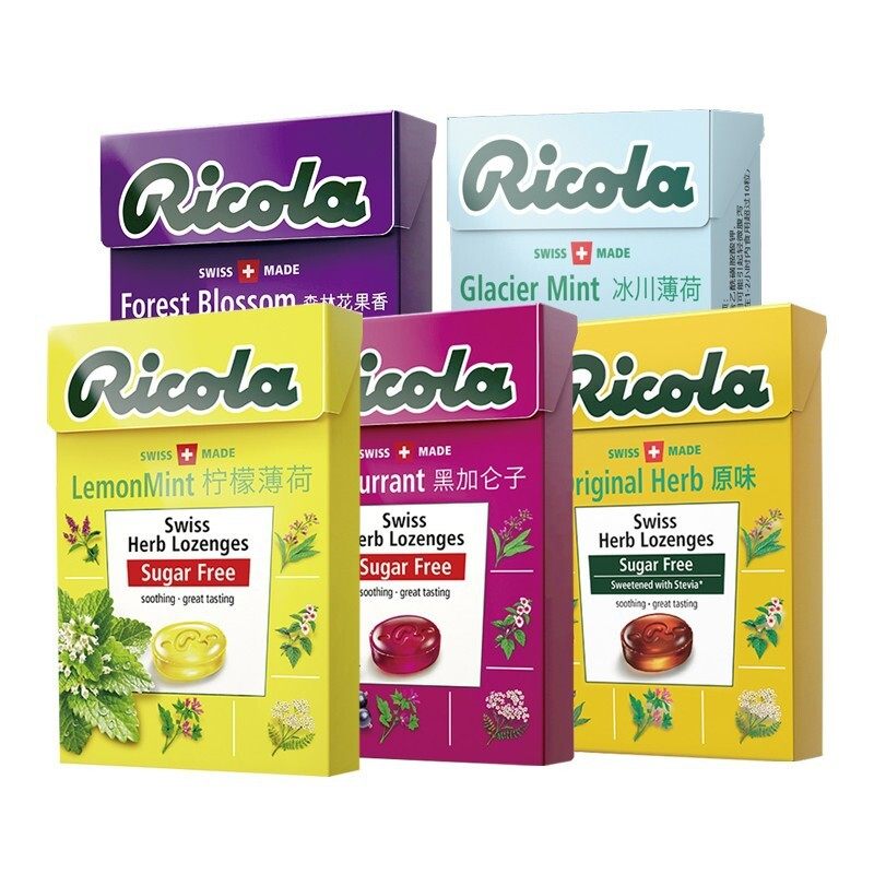 Ricola/利口乐润喉糖瑞士进口无糖润喉清新口气柠檬薄荷糖40g批发