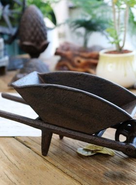 复古铸铁工艺品酒吧会所庭院家居装饰装饰摆件手推斗车