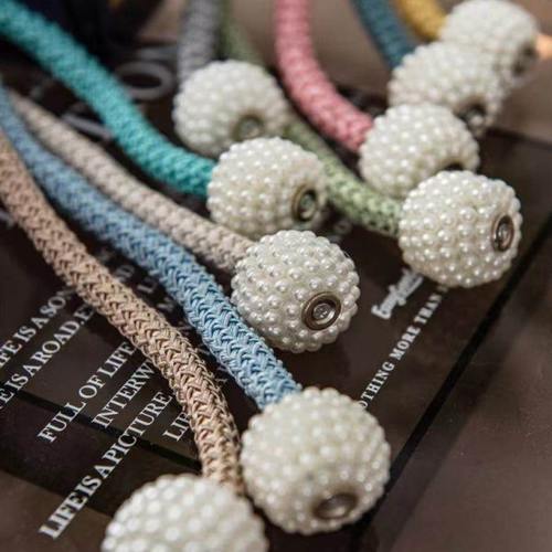 简约窗帘窗纱绑带吸铁绑绳家装型磁铁新款珍珠球捆加粗扣装饰扎带