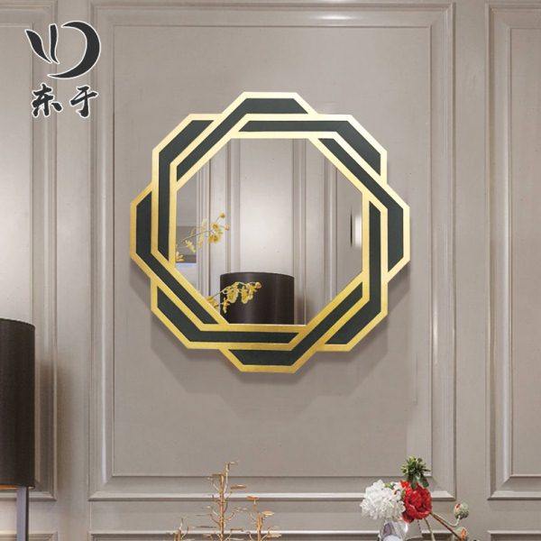 轻奢铁艺装饰镜现代立体电视墙挂件客厅餐厅墙壁装饰金属玄关挂镜