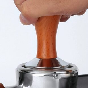 意式咖啡压粉锤51mm实木填压器不锈钢压粉器实心平底压粉锤布粉