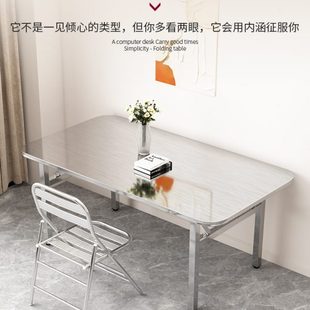 不锈钢餐桌可折叠夜市摆摊简易便携家用长方形正方形户外吃饭桌子
