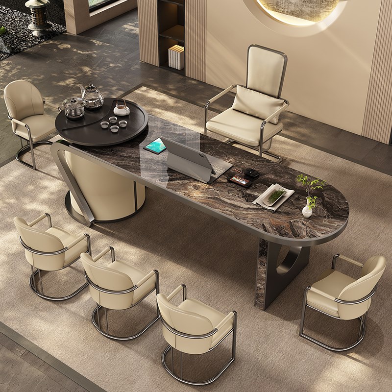 岩板茶桌椅组合轻奢现代简约高级感办公H室高端泡茶桌客厅家用茶