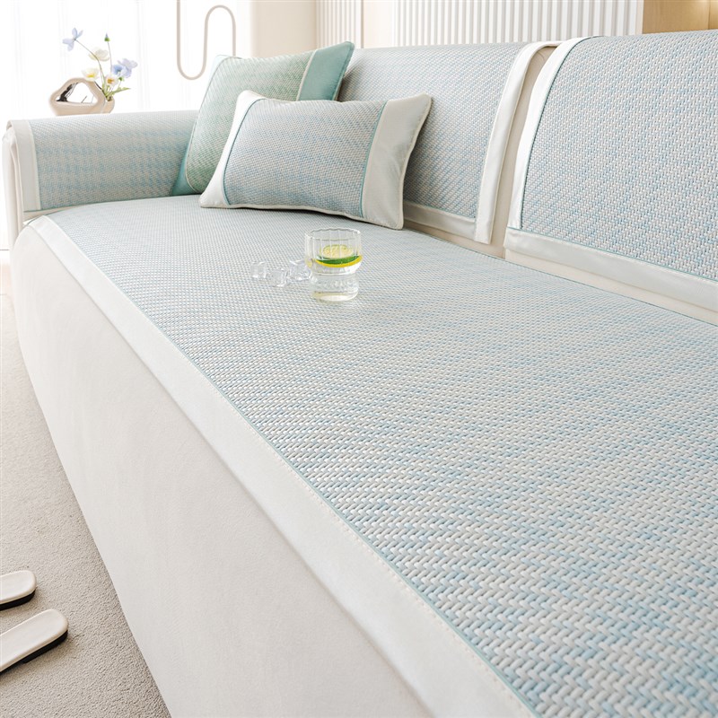 夏季沙发凉席垫2025新款简约现代沙发垫一片式R固定防滑高级盖布