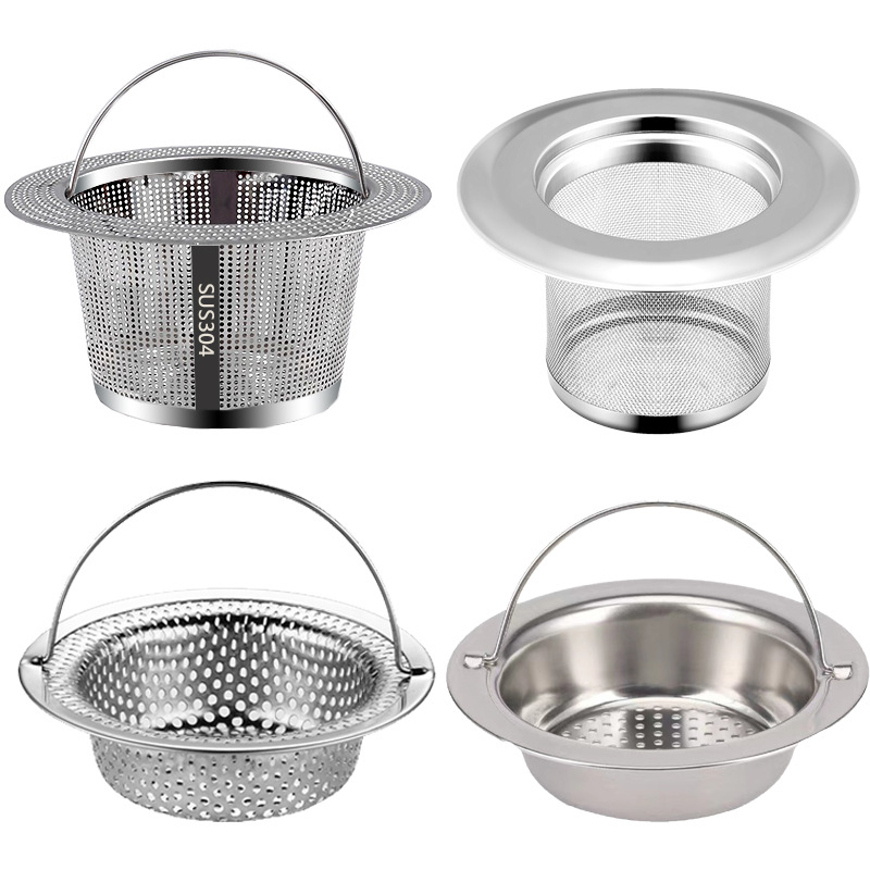 大号厨房水槽过滤网不锈钢304提笼神器加厚手拎垃圾滤网水池漏斗