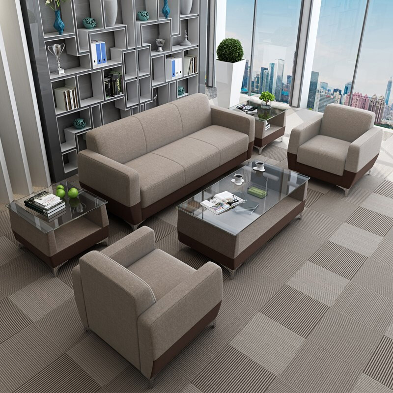 办公室沙发茶几现代办公家具商务接待洽谈会客沙发三人位