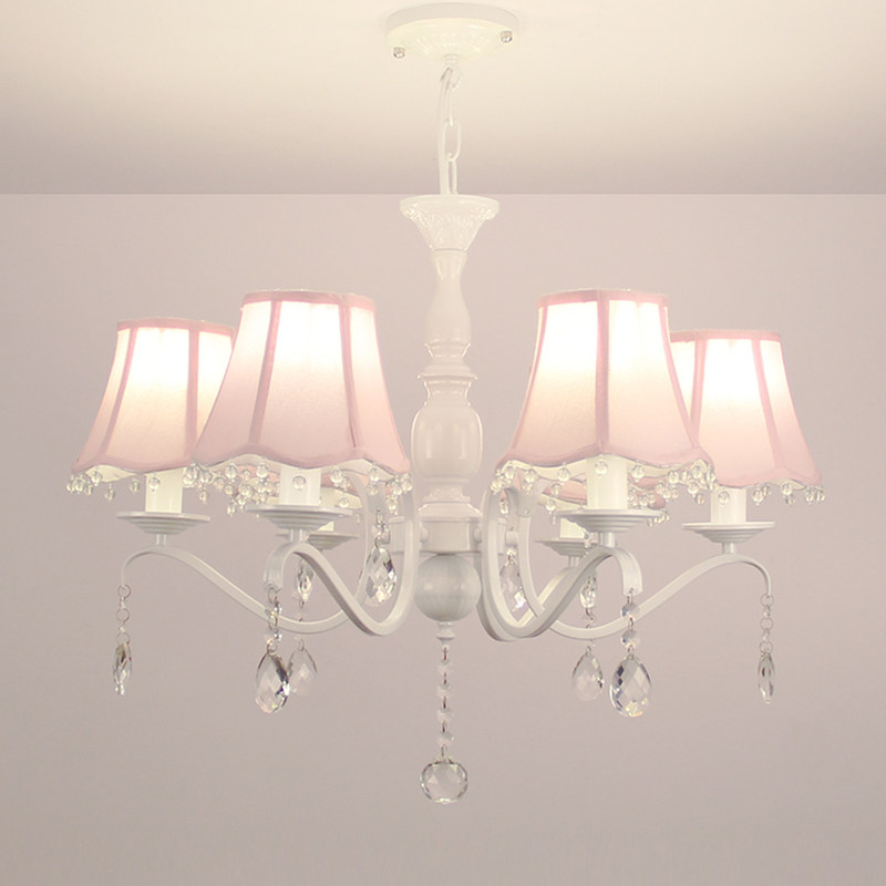 韩式田园水晶灯欧式铁艺粉色公女孩房间温馨卧室儿童房吊灯