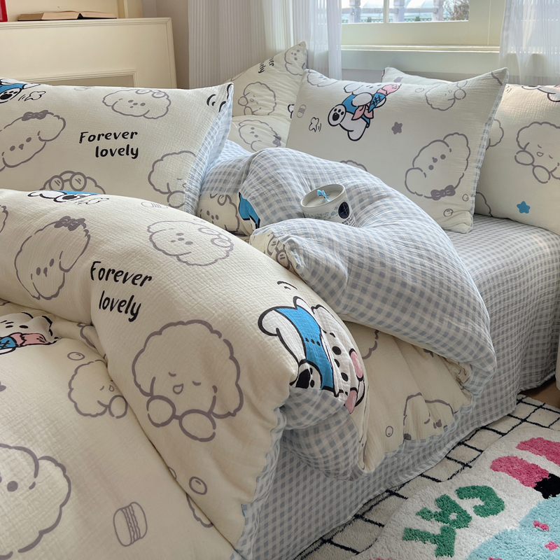 类卡通水洗棉被单件1x200x230cm宿舍单人被单被罩三件2米