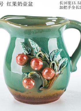 绿色流釉大号口径高筒黑法师多肉悬崖老桩绿植物花盆陶瓷造景盆栽