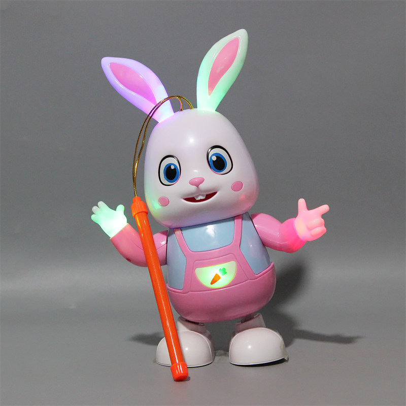 儿童手提卡通生肖兔年花灯笼元宵中秋新年发光发声行走节日