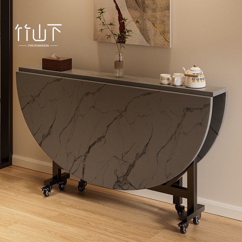 折叠餐桌可移动家用10人12人吃饭桌子折叠圆桌新型带转盘大餐桌