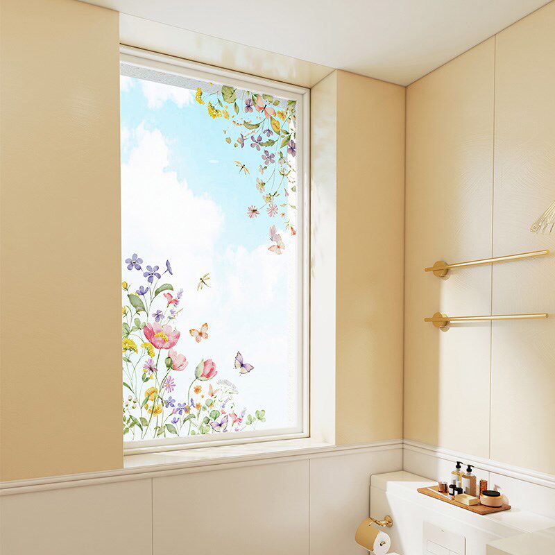 装万家法式田园浴室门厕所窗户2024玻璃贴纸装饰diy窗花贴膜透光