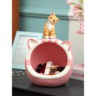 慧心巧聚钥匙收纳摆件猫咪家居饰品卧室客厅桌面摆设新家玄关收纳