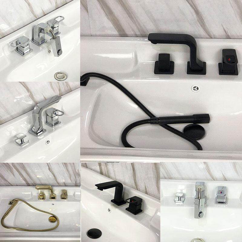 可旋转金黑色浴室柜两件式水龙头洗脸面盆冷热抽拉式三孔二三四件