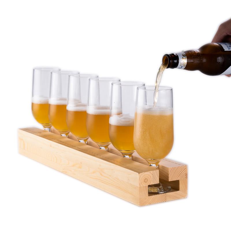 精酿啤酒杯高脚杯 网红小酒馆一米啤酒杯实木杯托 托精酿酒吧托