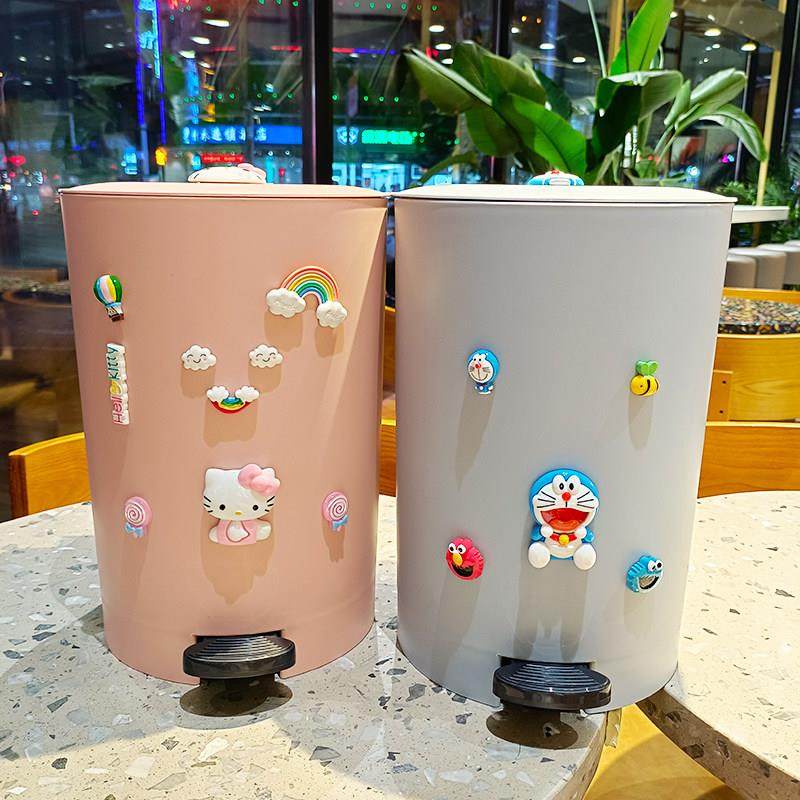 脚踏垃圾桶卡通可爱家庭收纳桶客厅卫生间带盖静音缓降脚踩垃圾桶