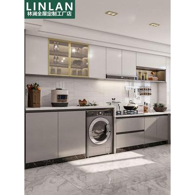 上海全屋定制兔宝宝现代简约厨房柜一体式橱柜整体石英石台面定做