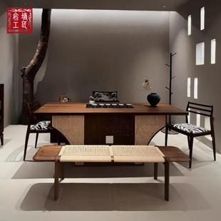 茶桌椅组合现代家用泡茶桌台两用一体禅意设计师办公桌 俞塘新中式