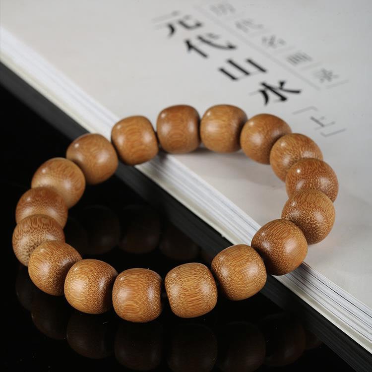 手工老玉竹精磨实心玉竹高密红皮玉化算盘珠手串男女文玩手串念珠