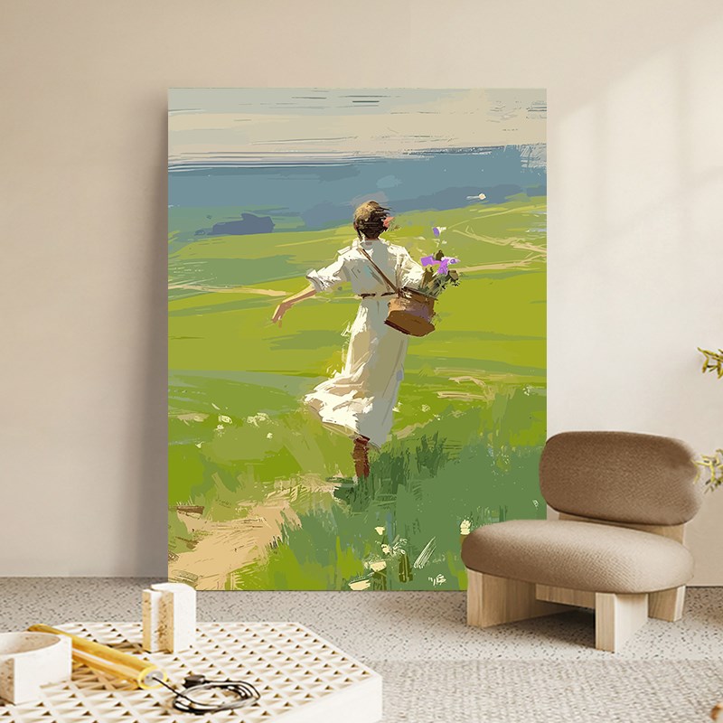 高级感艺术少女数字油画diy填充涂色鸦手工绘风景丙烯油彩装饰画图片