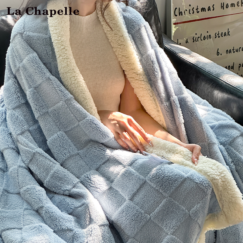 纯色格子毛毯办公室午睡毯子冬季盖毯床上用铺床珊瑚绒小被子