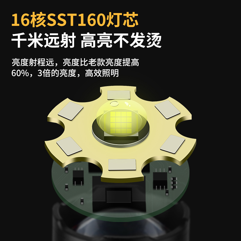 爱格生强光手电筒led充电式户外超亮远射小型家用便携耐用氙气灯