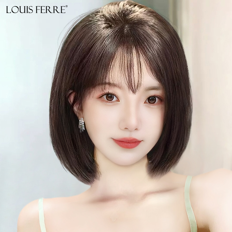 假发女短发全真人发真发头套全真自然波波头光头双递针假发套