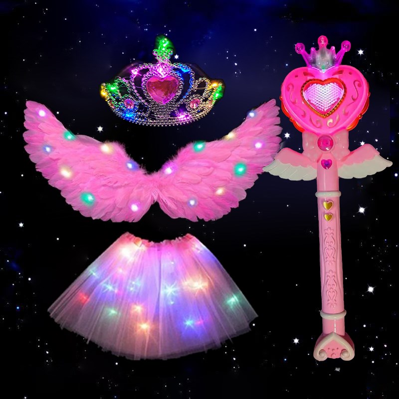 儿童音乐雪花魔法棒女童女孩子公主闪光翅膀玩具女宝宝生日礼物
