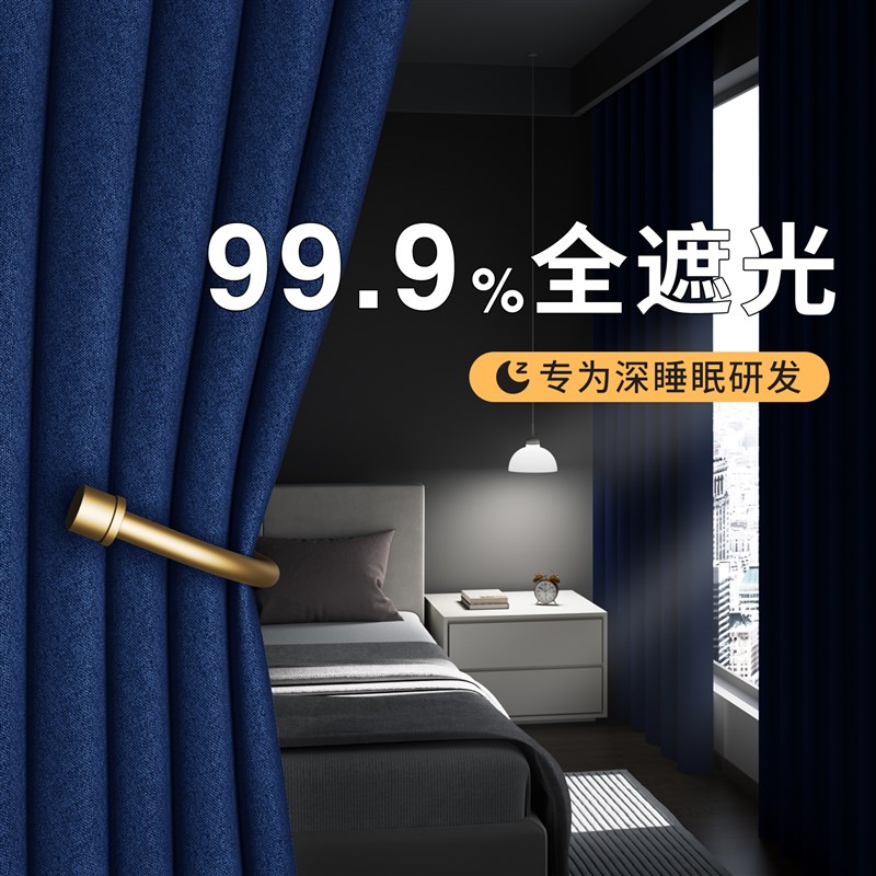 全遮光窗帘家用防漏光阳台主卧室窗户2024新款防晒隔音不透光窗帘