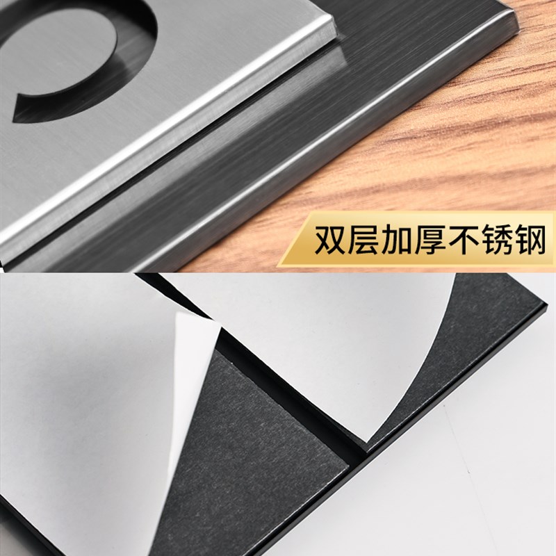 不锈钢门牌号码牌家用创意定制酒店宾馆包厢房间房号数字门贴轻奢