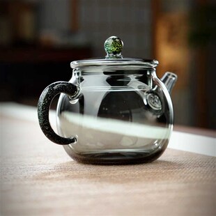 炫彩一人饮手工小茶壶全玻璃泡茶器小号迷你家用功夫茶具内置过滤