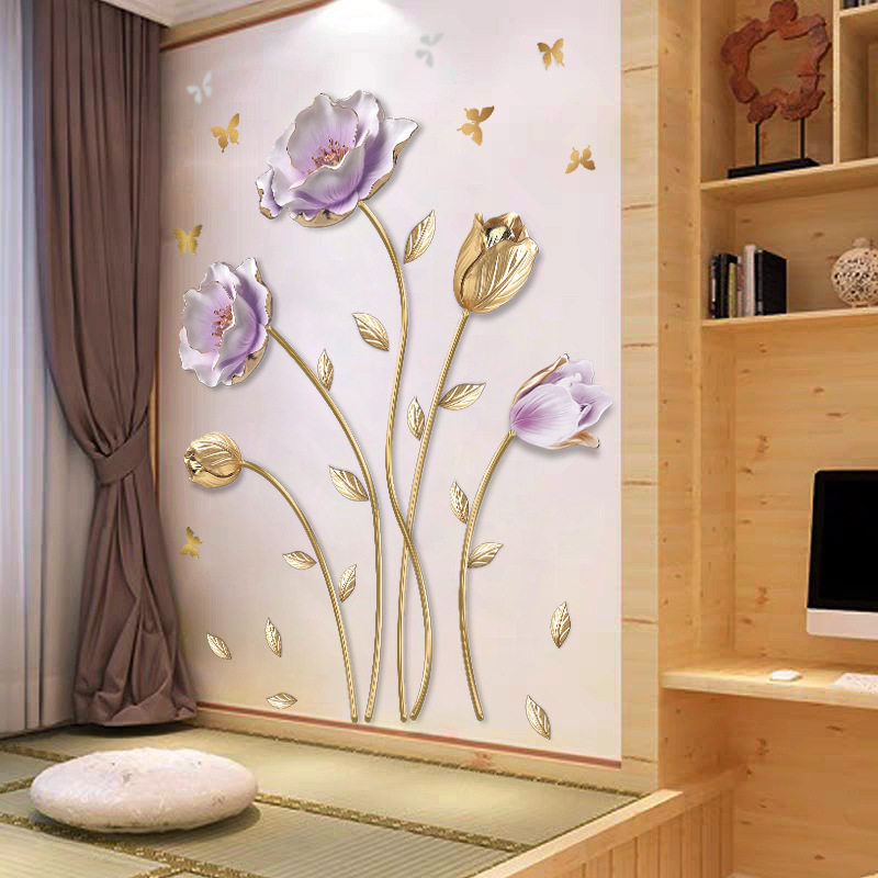 立体浮雕花朵墙贴防水贴画电视墙背景墙壁贴纸自粘创意房间砂岩画,家居饰品,砂岩画,淘宝优惠券,粉丝福利购,淘宝优惠卷