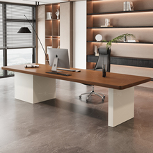 实木书桌现代简约老板桌办公桌意式轻奢电脑桌大板桌工作台高级感